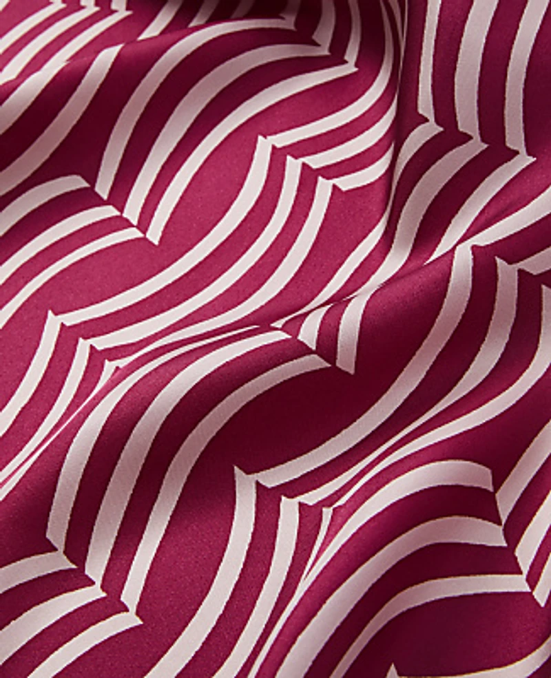 Ann Taylor Wave Print Silk Scarf Rich Merlot Women's