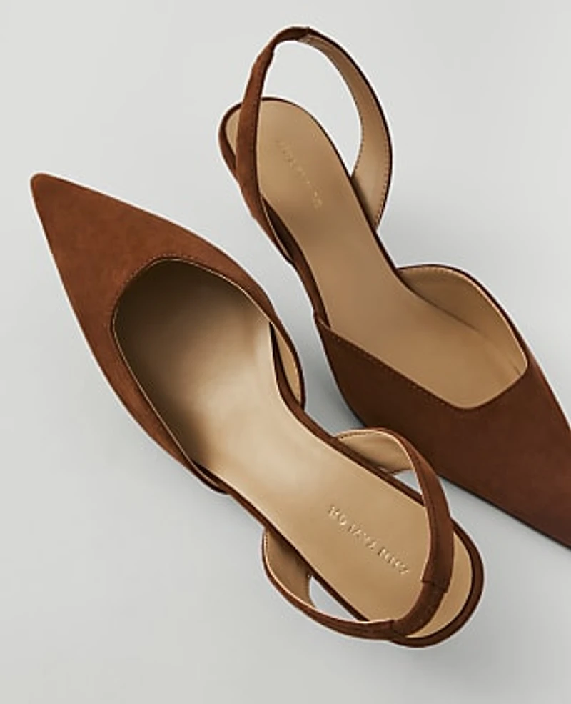 Ann Taylor Suede Slingback Pump Chestnut Brown Women's