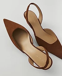 Ann Taylor Suede Slingback Pump Chestnut Brown Women's