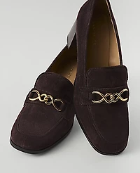 Ann Taylor Suede Hardware Embellished Loafer Pump Women's