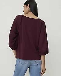 Ann Taylor Petite Lace Trim Sleeve Blouse Purest Plum Women's