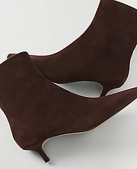 Ann Taylor Suede Skinny Heel Bootie Java Chip Women's