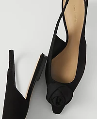 Ann Taylor Suede Rosette Slingback Flat Women's