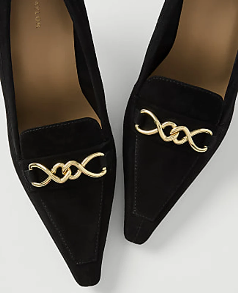 Ann Taylor Chain Embellished Suede Pump Women's