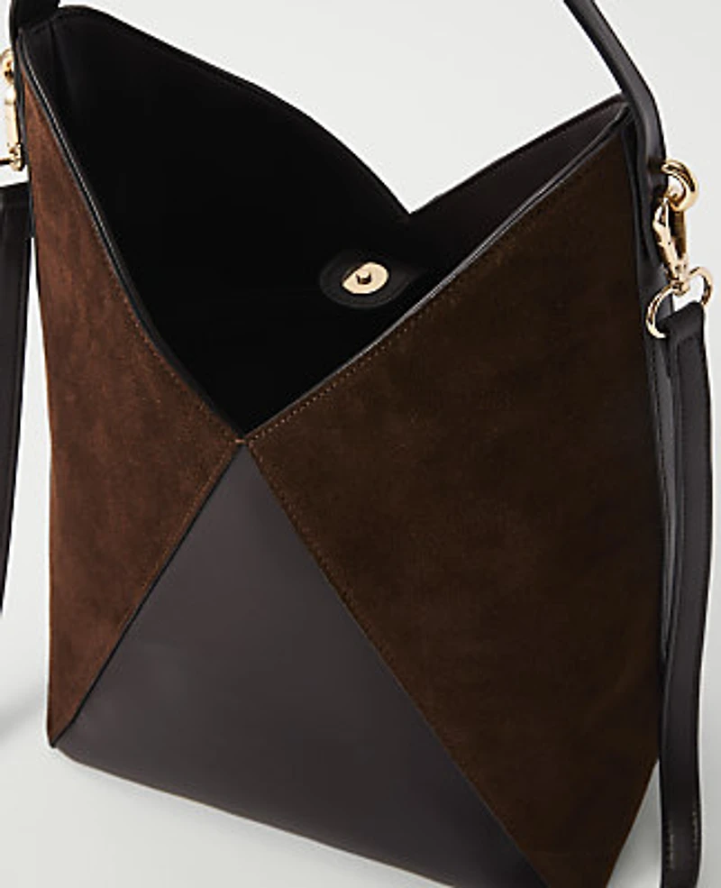 Ann Taylor Weekend Suede Bucket Bag Pure Chocolate Women's