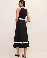 Ann Taylor Halter Midi Dress Linen Blend Black Women's