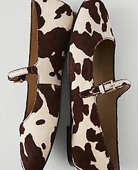 Ann Taylor Weekend Haircalf Mary Jane Flat Brown Multi Women's