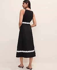Ann Taylor Petite Halter Midi Dress Linen Blend Black Women's