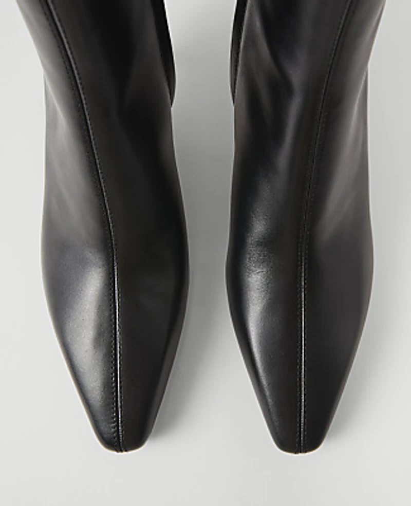 Ann Taylor Leather Skinny Heel Bootie Black Women's