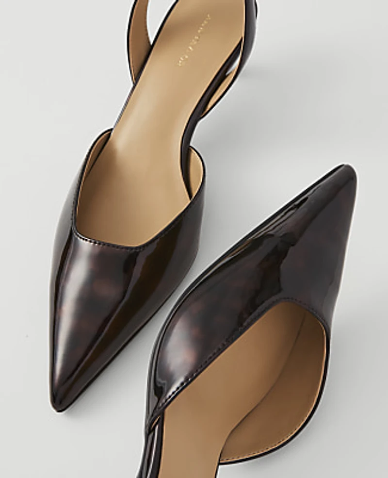 Ann Taylor Tortoise Shell Print Slingback Pump Cognac Women's