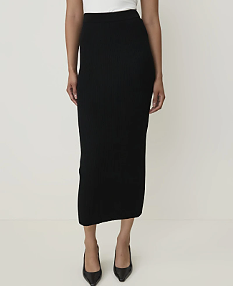 Ann Taylor Petite Ribbed Midi Sweater Skirt Women's