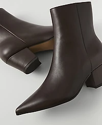 Ann Taylor Leather Tapered Heel Bootie Pure Chocolate Women's