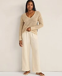 Ann Taylor Haven Well Within Textured Cotton V-Neck Sweater Farro Women's