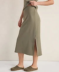 Ann Taylor Haven Well Within Organic Cotton Rib Knit Midi Skirt Vetiver Women's