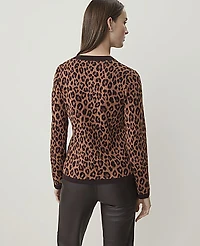 Ann Taylor Animal Print Jacquard Jacket Brown Women's