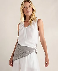 Ann Taylor Haven Well Within Linen U-Neck Tank Top White Women's