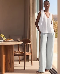 Ann Taylor Haven Well Within Linen U-Neck Tank Top White Women's