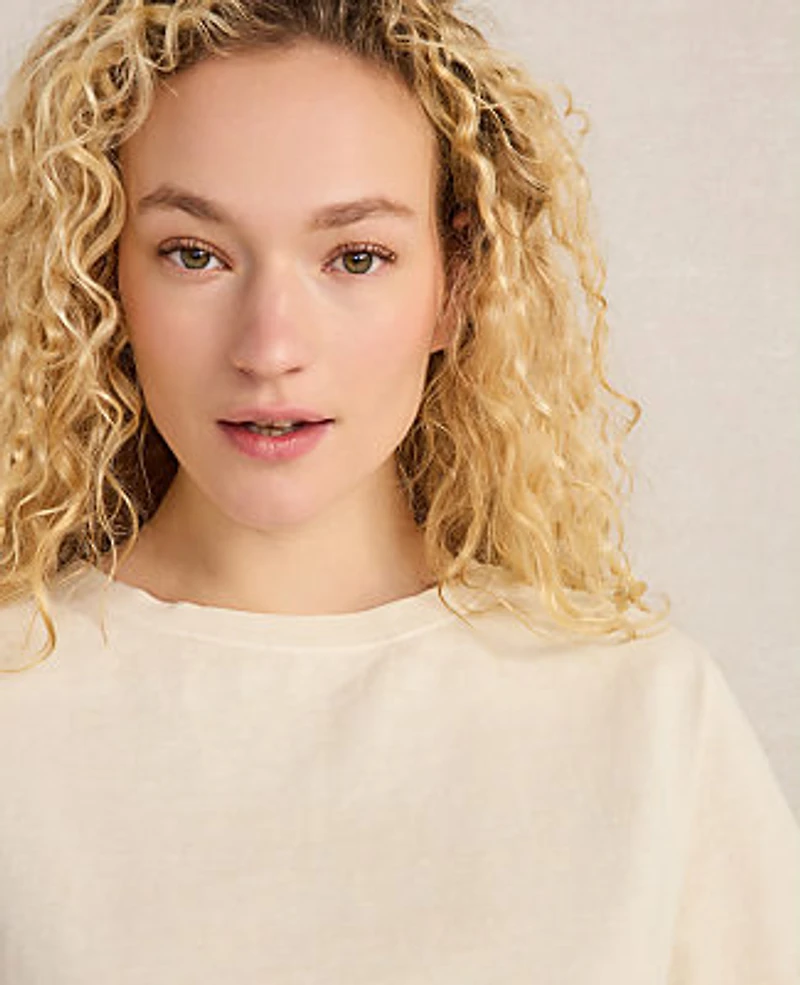 Ann Taylor Haven Well Within Garment-Dyed Organic Cotton Jersey Knit T-Shirt Beige Women's
