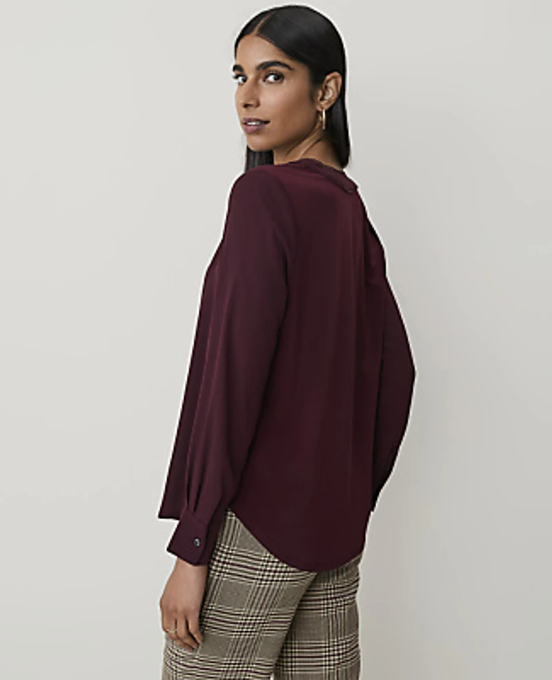 Ann Taylor Petite Lace Trim Top Purest Plum Women's