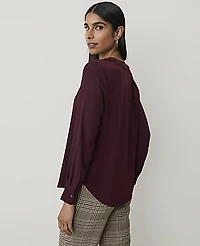 Ann Taylor Petite Lace Trim Top Purest Plum Women's
