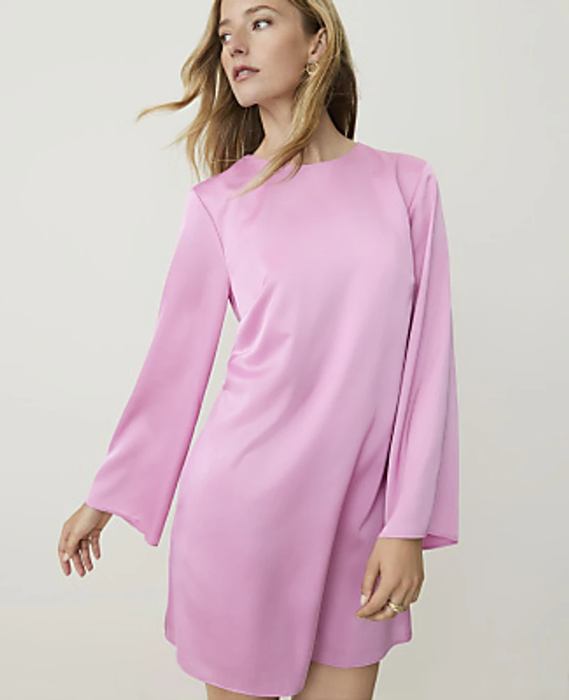 Ann Taylor Petite Crew Neck Mini Shift Dress Pink Lilac Women's