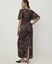 Ann Taylor Petite Paisley Boatneck Column Midi Dress Safari Foliage Women's