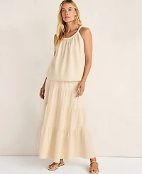 Ann Taylor Haven Well Within Organic Cotton Gauze Braided Top Beige Women's
