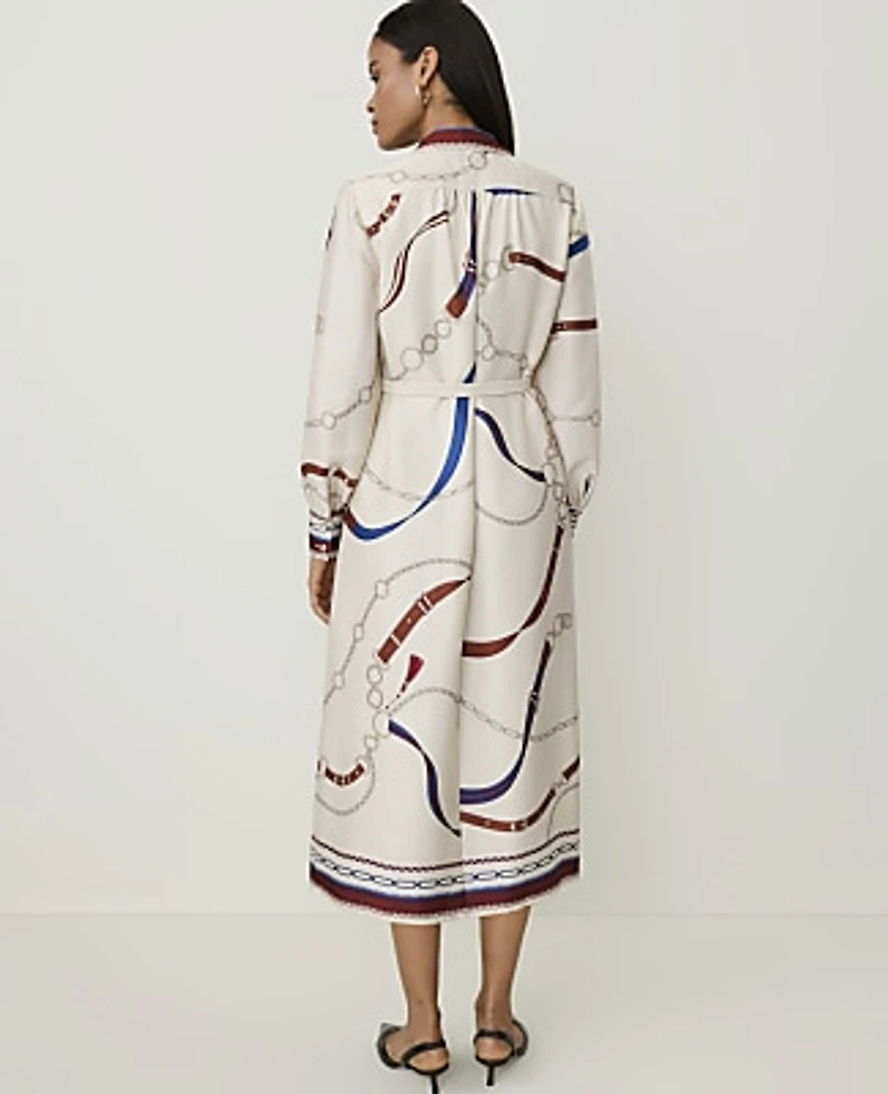 Ann Taylor Petite Horsebit Print Midi Shirtdress Sand Shell Women's