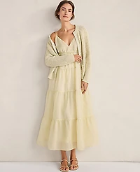 Ann Taylor Haven Well Within Ramie Blend Tiered Maxi Dress Soft Spring Green Women's