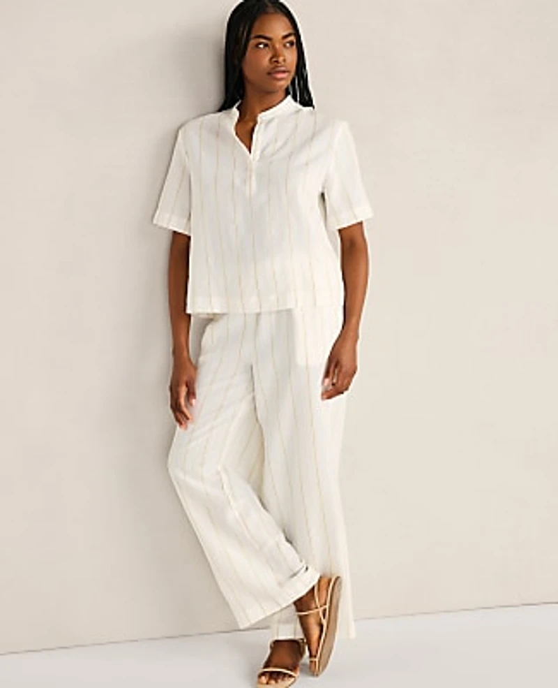 Ann Taylor Haven Well Within Silky Linen Blend Drawstring Pants Ivory Women's