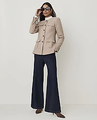 Ann Taylor The Fitted Crew Neck Jacket Neutral/White Combo Women's