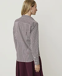Ann Taylor Striped Perfect Shirt Purest Plum Women's