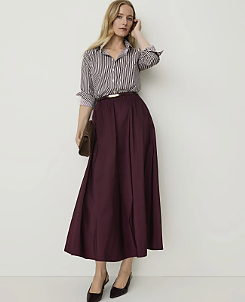 Ann Taylor Striped Perfect Shirt Purest Plum Women's