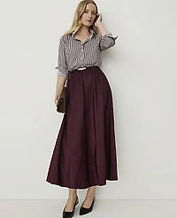 Ann Taylor Striped Perfect Shirt Purest Plum Women's