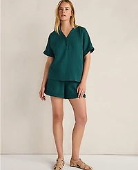 Ann Taylor Haven Well Within Organic Cotton Gauze V-Neck Top Deep Turquoise Women's