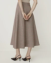 Ann Taylor Petite Houndstooth Full Midi Skirt Multi Women's