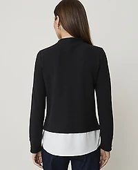 Ann Taylor Layered Mock Neck Top Black Women's