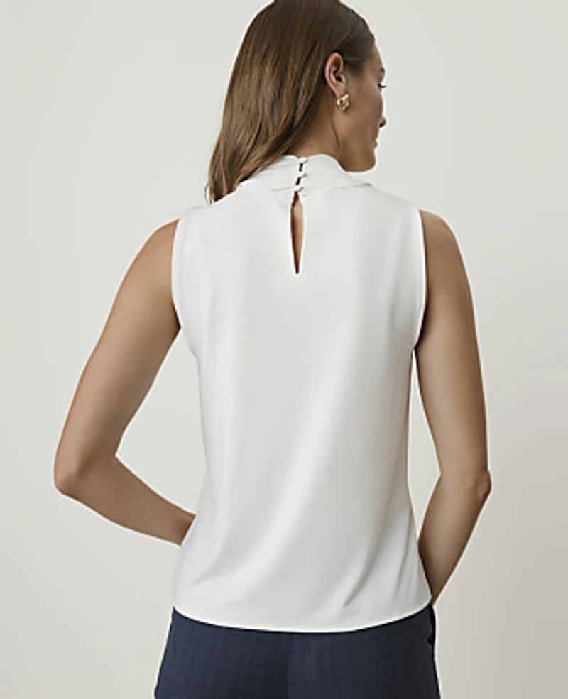 Ann Taylor Mixed Media Sleeveless Top Winter White Women's