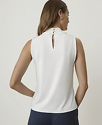 Ann Taylor Mixed Media Sleeveless Top Winter White Women's