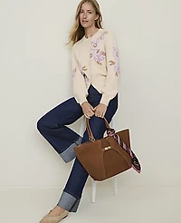 Ann Taylor Weekend Floral Jacquard Cardigan Dusted Orchid Women's