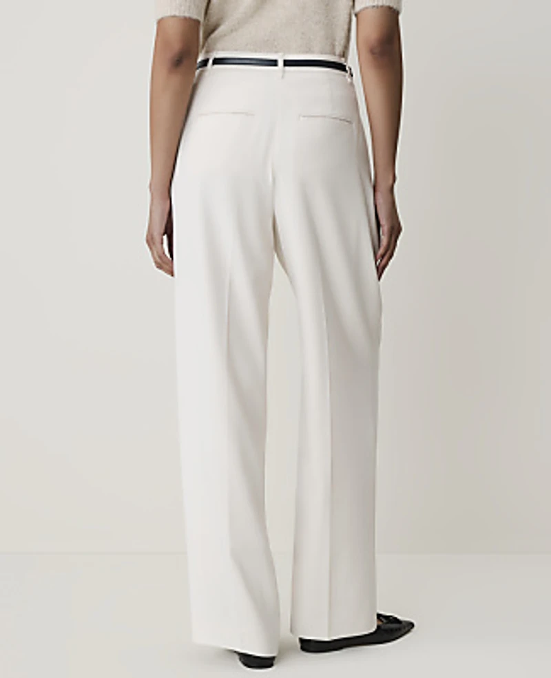 Ann Taylor The Belted Pleated Straight Pant Sea Pearl Women's