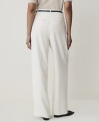 Ann Taylor The Belted Pleated Straight Pant Sea Pearl Women's