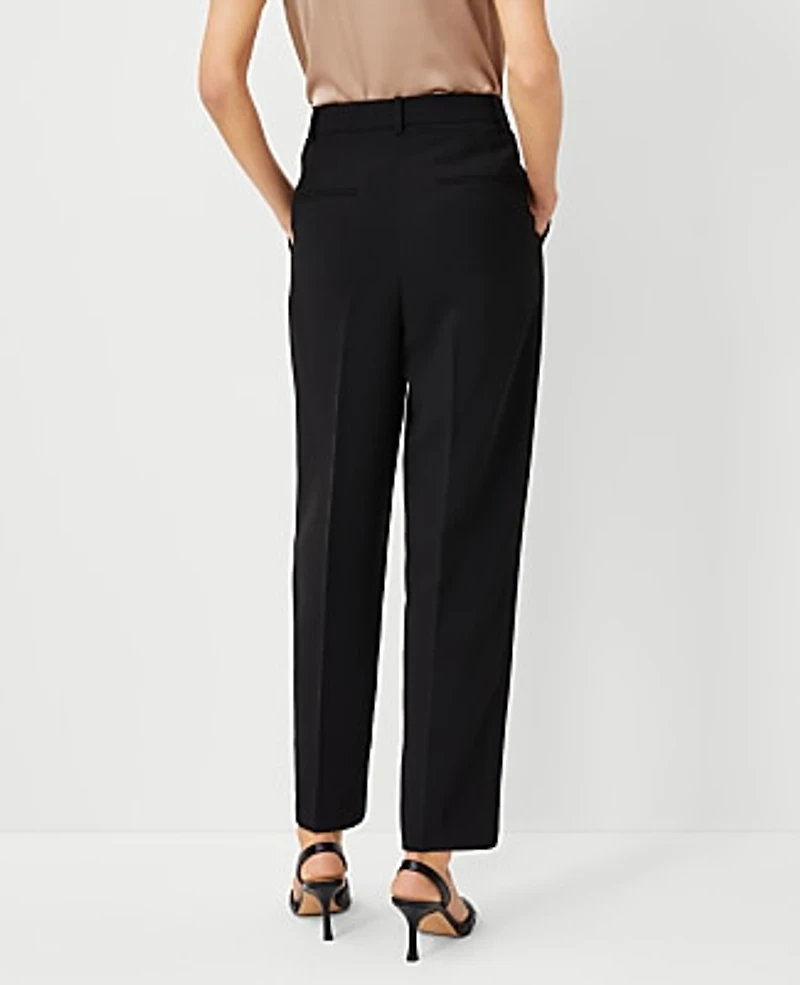 Ann Taylor The Petite High Rise Pleated Taper Pant Fluid Crepe Black Women's