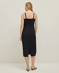 Ann Taylor Linen Blend Square Neck Sheath Dress Size 4 Black Women's
