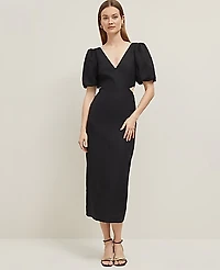 Ann Taylor Linen Blend Cutout Dress Size 8 Black Women's