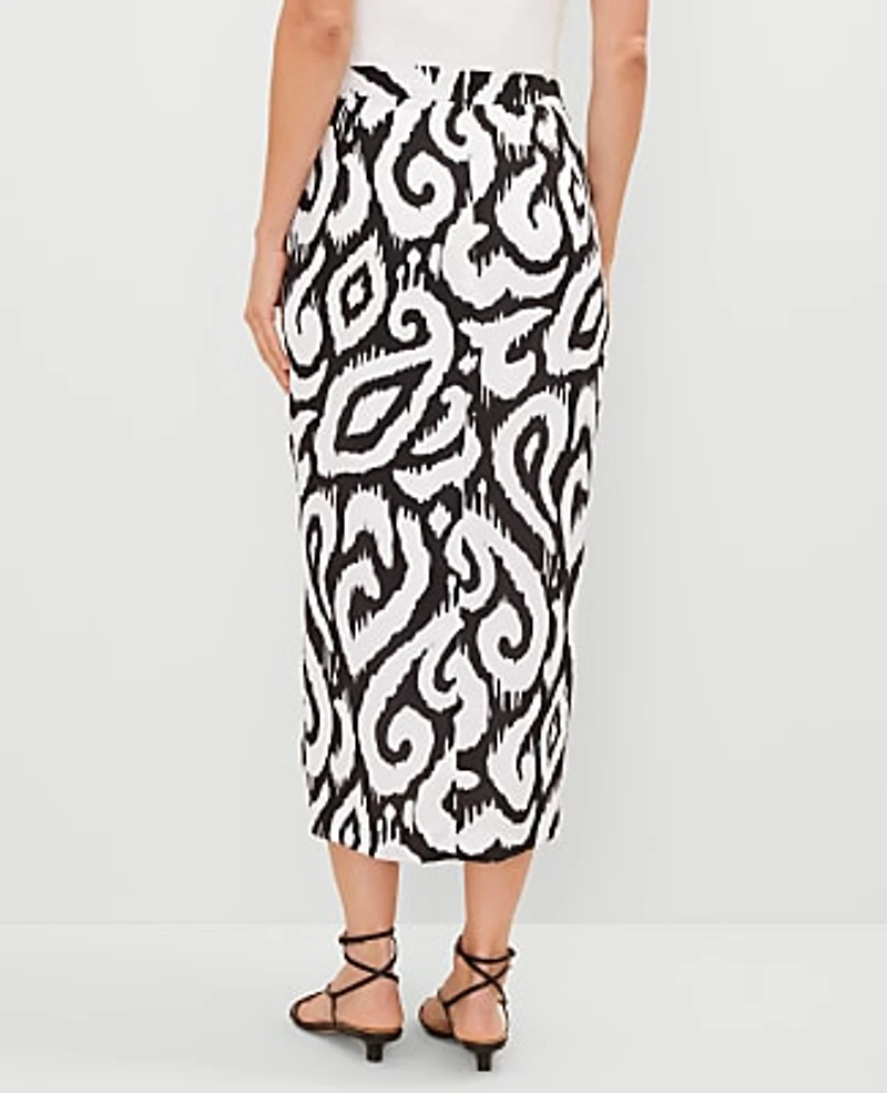 Ann Taylor Ikat Sarong Pencil Skirt Size 10 Black Women's