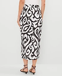 Ann Taylor Ikat Sarong Pencil Skirt Size 10 Black Women's
