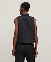 Ann Taylor Linen Sleeveless Shirt Black Women's
