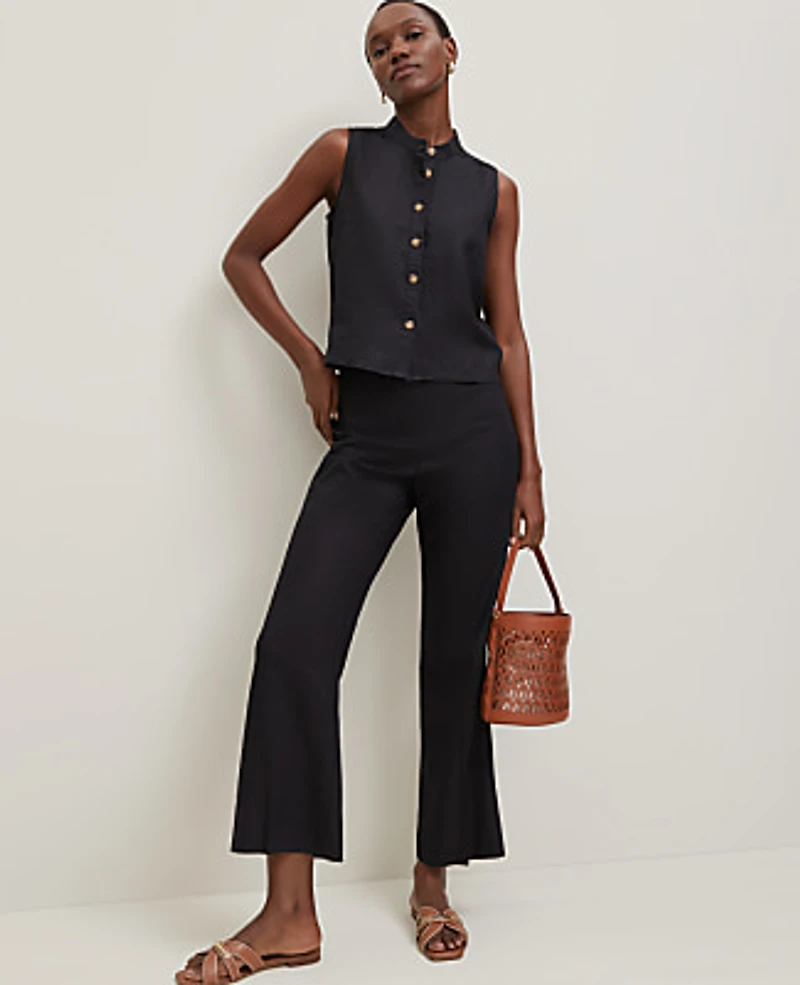 Ann Taylor Linen Sleeveless Shirt Black Women's