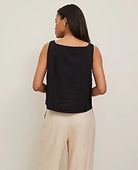 Ann Taylor Linen Blend Tank Top Size XL Black Women's